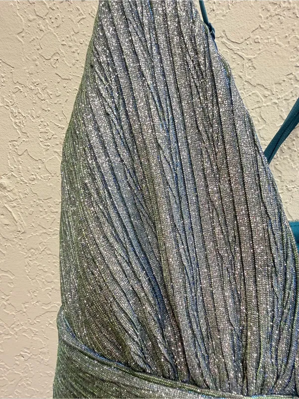 Lulu's shimmery hoco dress silver blue green crinkly glam fairycore pixie large - Image 4
