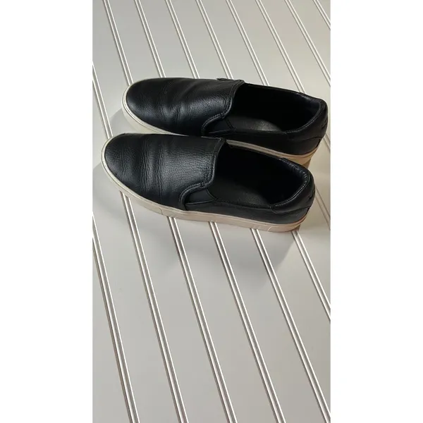 UGG Jass Slip On Sneaker Black Pebbled Leather Platform Shoes Womens 9 - Image 4