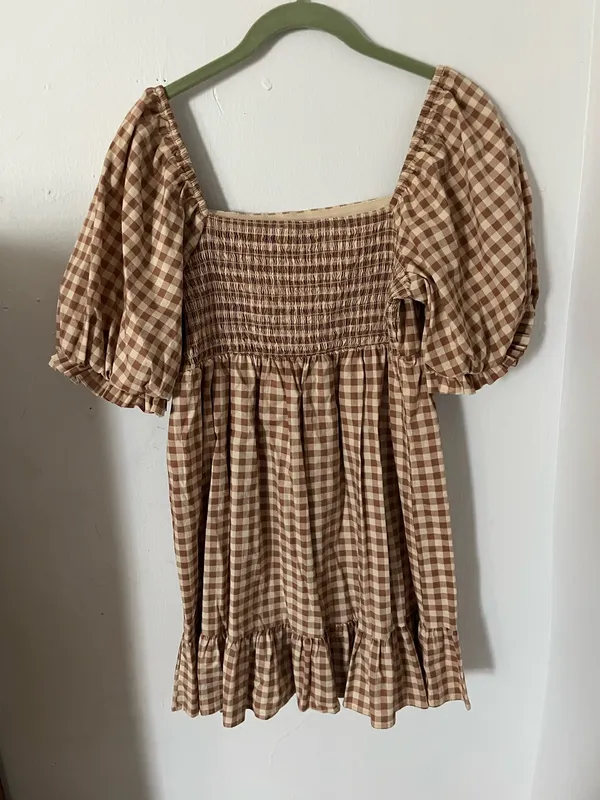 Gingham June and Hudson Tan and Brown Dress - Image 2