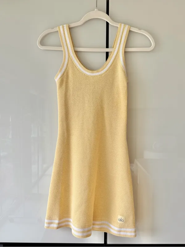 ALO Yoga Tennis Club Sweater Knit Dress - Warm Butter Yellow - XS - Like New - Image 3