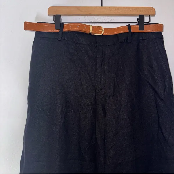 NWT‎ Zara Large Black Linen Blend Wide Leg Pants CP - Image 3