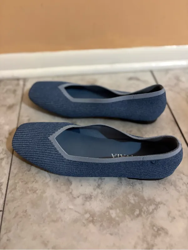Vivaia Margot Square-Toe Flats in Denim Blue - Image 2