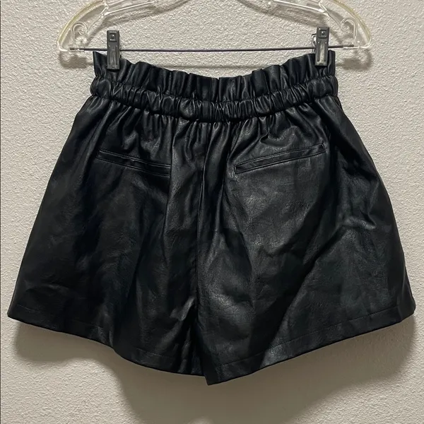 QIANXIZHAN Women's Leather Shorts, Faux High Waisted Wide Leg - Image 5