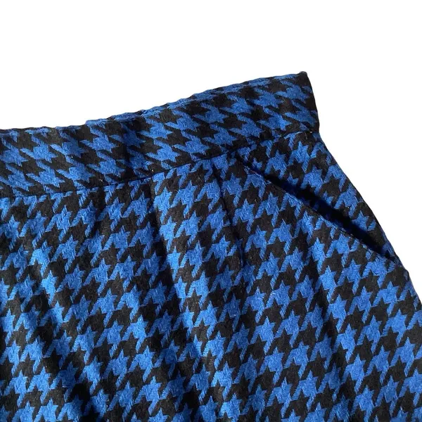Long Houndstooth Pattern Pencil Skirt Blue Size 10 - Image 2