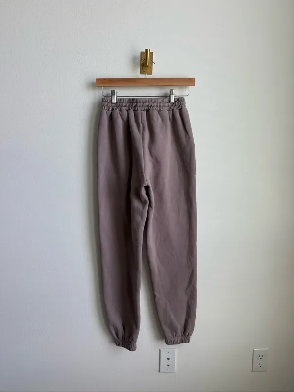 White Fox Offstage Sweatpants Moon Taupe Oversized Joggers XS Pockets Logo - Image 8