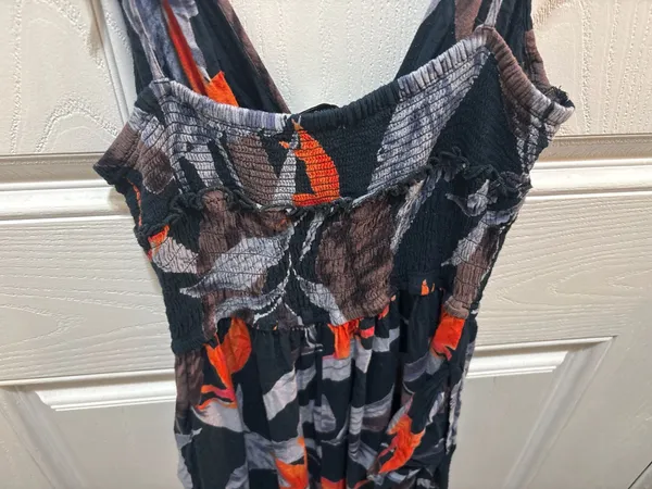 Patrons of Peace Floral Smocked Tie-Strap Jumpsuit Size S - Image 6