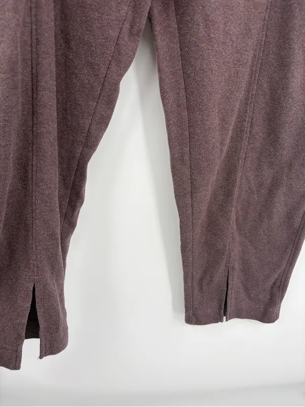 Pact organic airplane tapered leg pant deep taupe purple womens L travel comfort - Image 2