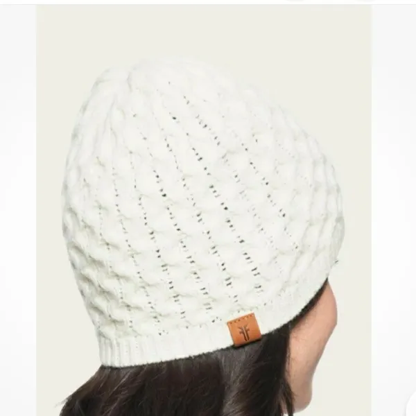 Frye One Size Cream Cable Knit Beanie Hat‎ NEW - Image 2