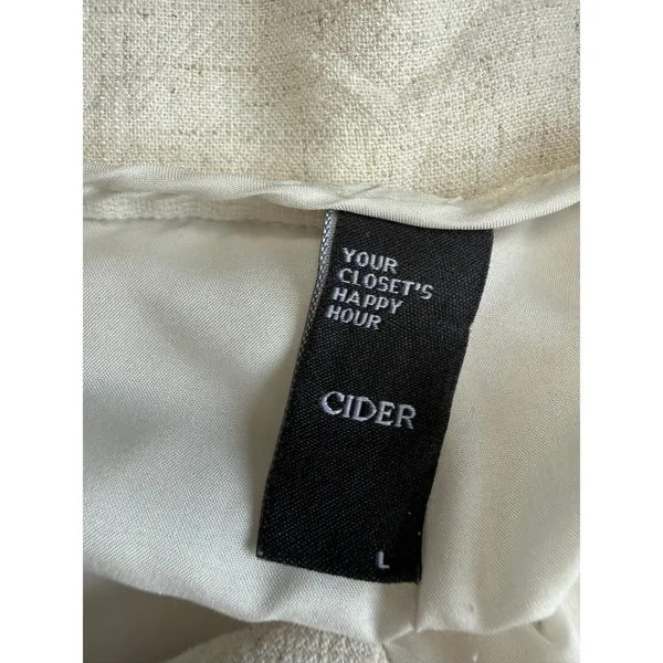 Cider Beige Linen‎ Blend Wide Leg Trousers Pleated High Waist Pants Large - Image 3