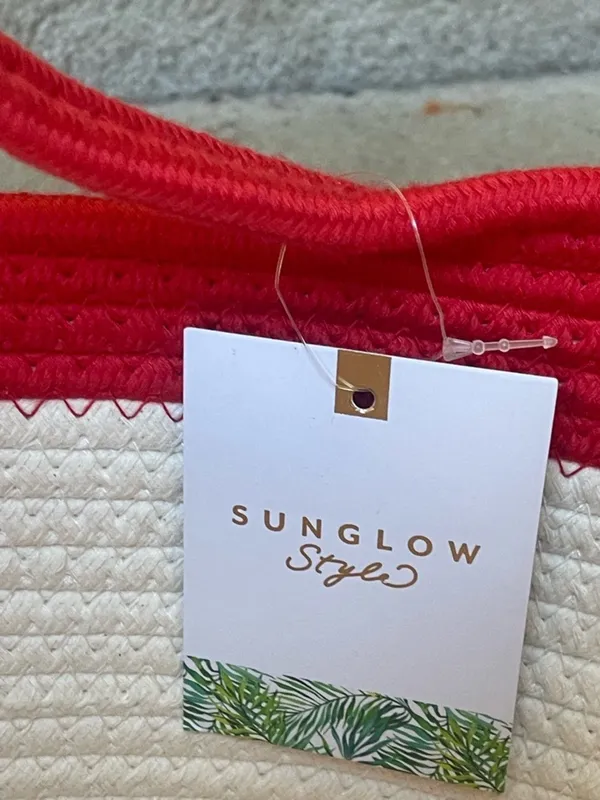 Sunglow Style Strawberry Woven Crochet White Rope Tote Bag Summer Beach Picnic - Image 4