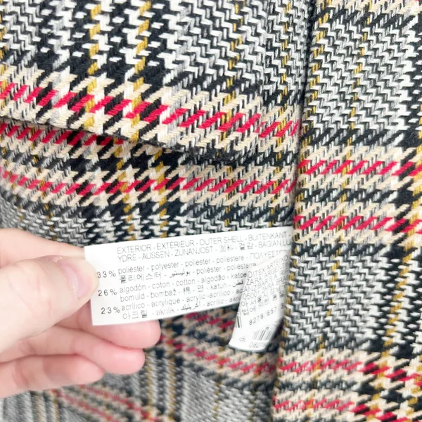 Zara Womens Plaid Wool‎ Blend Double Breasted Dark Academia Longline Coat Size M - Image 6