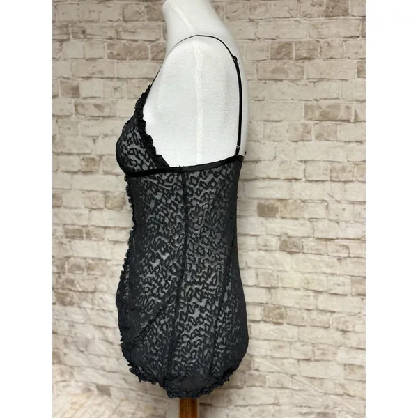 Victoria's Secret The‎ Lacie Black Top With Cheetah Print M - Image 6