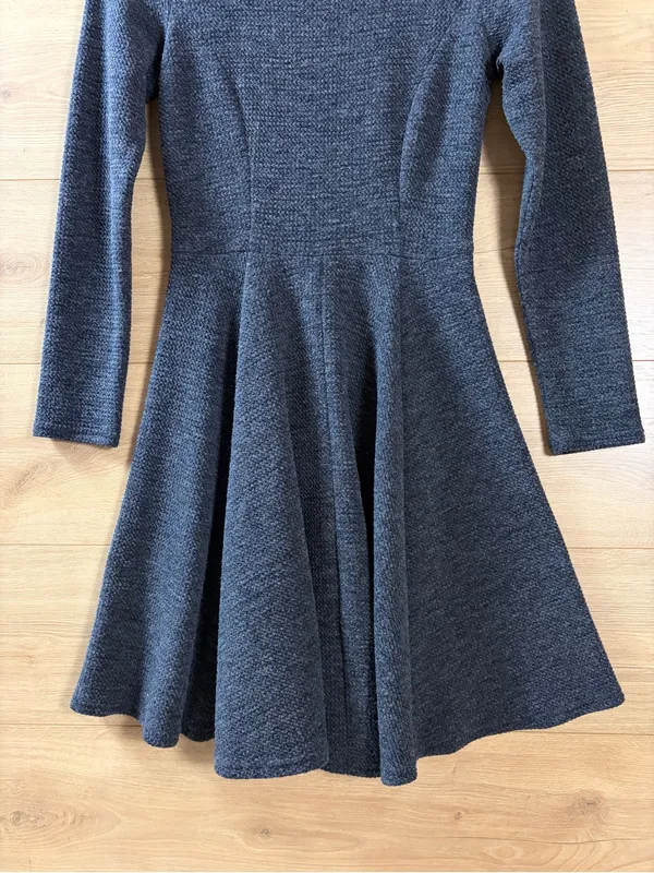 Collective Concepts Long Sleeve Fit-and-Flare Dress in Charcoal Gray - Image 2