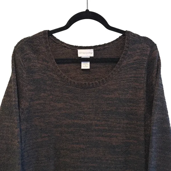 Soft Surroundings Women's Sweater Tunic Asymmetrical Hem Knit Brown Size M‎ - Image 2