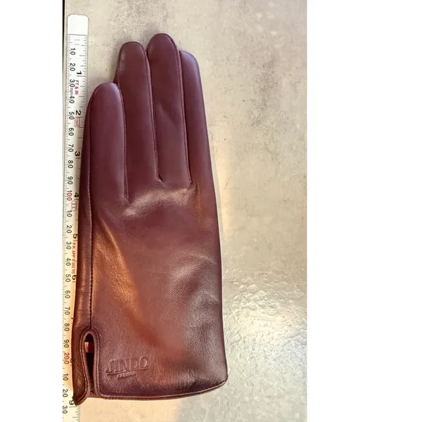 Jindo Fashion Burgundy Leather Gloves Size 44 Made in Korea - Image 2