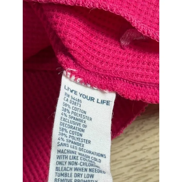 EUC Womens American Eagle y2k vintage henley thermal pink stretch size M - Image 8