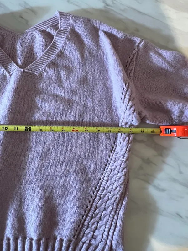Source Unknown Pink Knit Pants Set L Cable Trim V Neck Sweater Matching Lounge Cozy Soft - Image 3