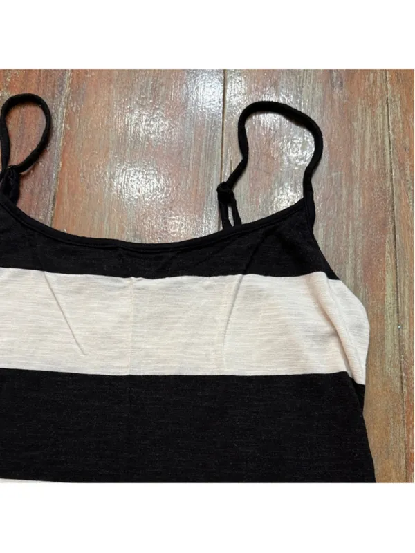 Loft Black and White Striped Tank Top Medium - Image 2