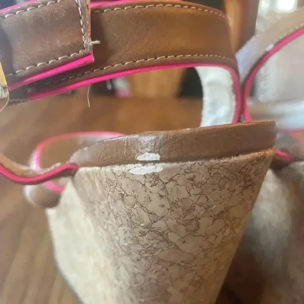 Just Fab cork wedges‎ pink and tan Size 9 GUC! Bin A - Image 7