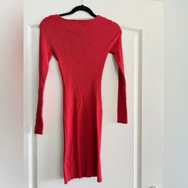 Lulu’s Brick Red Ribbed Bodycon Sweater Dress - Image 4