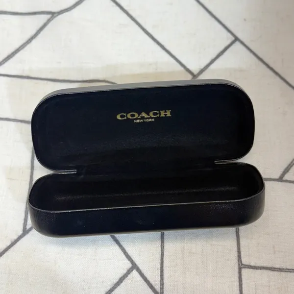 Coach Eyeglasses Case OS Black Hard Shell Clamshell with Cleaning Cloth - Image 3