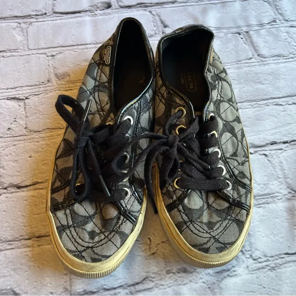 Coach Kalyn Low Top Logo Canvas Sneakers Shoes Womens 5.5 Black - Image 2