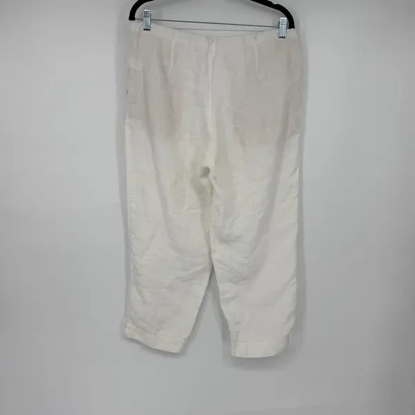 J. Jill Love Linen Pants Womens Small White 100% Linen‎ Crop Relaxed Pockets - Image 2