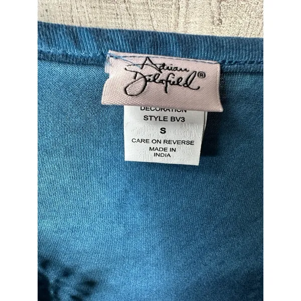 Adrian Dilafield Shirt Womens Size Small Dark Teal Western Tunic Studs Lace - Image 4