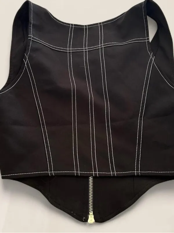 White Fox “Reservation Only” Bustier Corset Top Contrast Stitch Y2K Clubwear S - Image 5