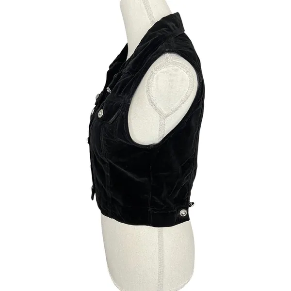 Sunbelt black velvet vest retro vintage cotton Whimsygoth witchy - Image 3