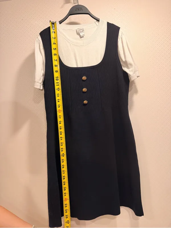 Maeve Navy/Ivory Twofer Double-Breasted Mini Dress Size XL with Gold Buttons - Image 4