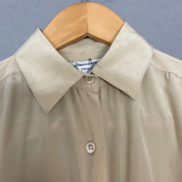 Vintage Nordstrom Silk‎ Blouse Cream Women Button-Up Long Sleeve Top Hong Kong - Image 11