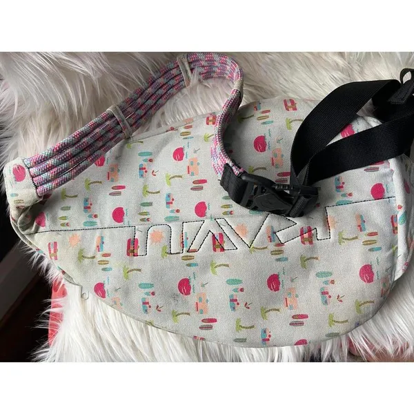 KAVU Sling Bag Cream with Pink Campers - Image 5