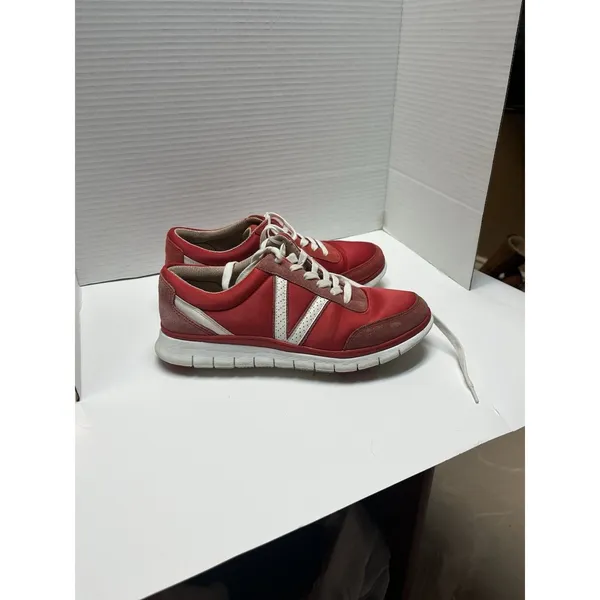 Vionic Nana Satin Suede Red White‎ Tennis Shoe Lace Up Sneakers Orthopedic - Image 4