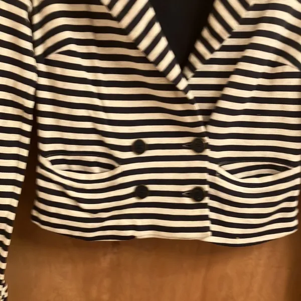 Blue and white stripe nautical style blazer woman’s size small - Image 2
