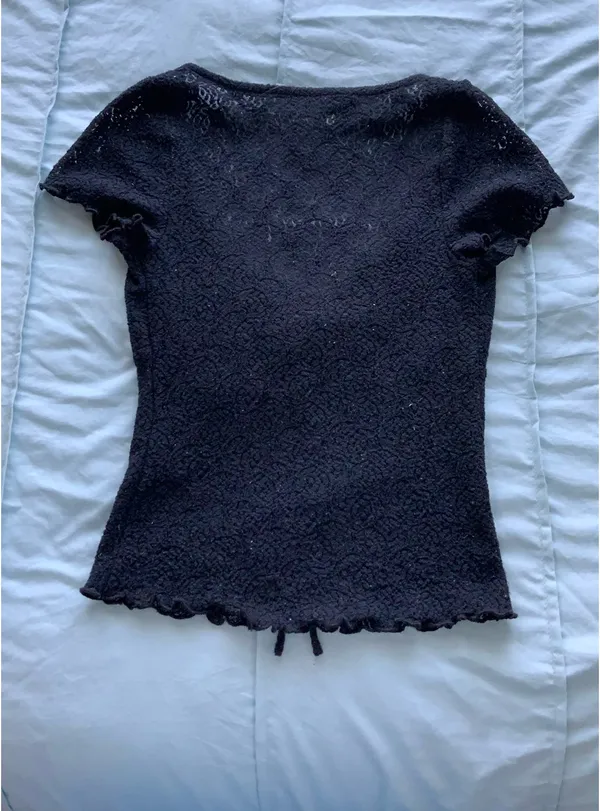 Urban Outfitters Black Lace Tee - Image 3