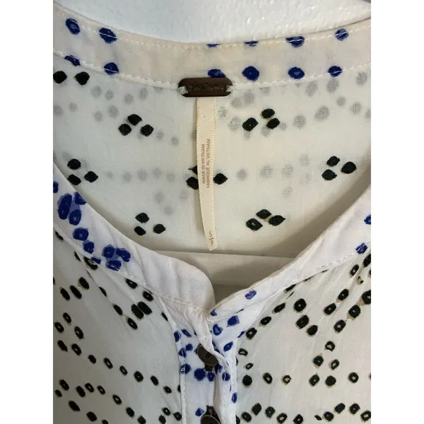 Free People Shibori Ivory‎ Print Long Sleeve Button-Up Tunic - Image 3
