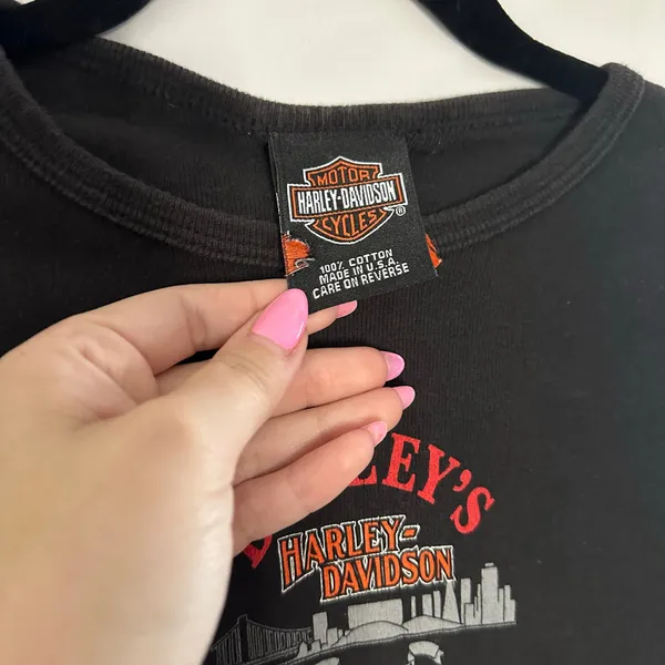 Harley Davidson Dudley's Frisco Long Sleeve Knit Shirt Black Fits Medium - Image 2