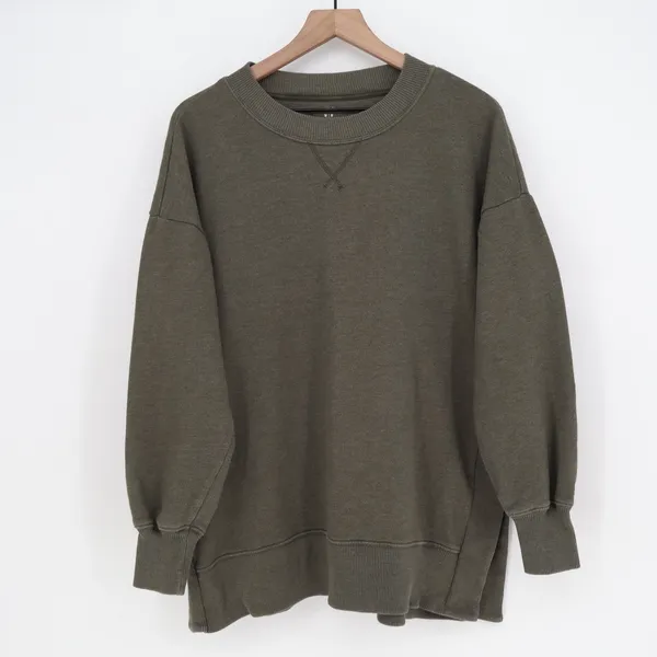 Aerie Womens Oversized Crewneck Sweatshirt Olive Green Size M - Image 2