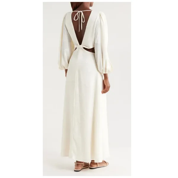 NEW BOAMAR Bianca Balloon Sleeve Cutout Cover-Up Maxi Dress Size XL - Image 5