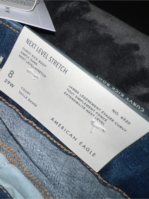 American Eagle Curvy Low Rise Kick Bootcut Next Level Stretch Jean Size 8 Short - Image 12