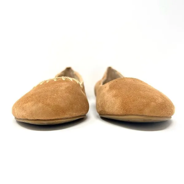 Jack Rogers Ellie Suede II Oak Tan Brown Whip Stitch Detail Ballerina Flats 7.5 - Image 4