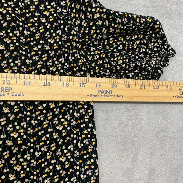 Madewell Top Womens Small Black Floral Print Tiered Ruffle Sleeve Cottage Button - Image 7
