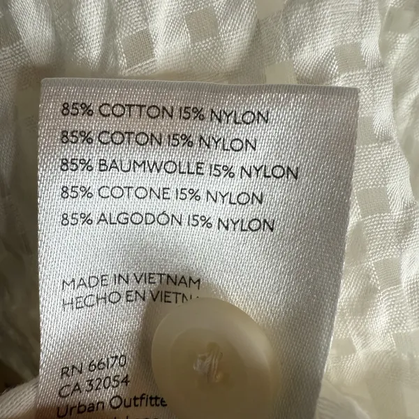 Maeve Anthropologie M White Gingham Seersucker Button-Front Long Puff Sleeve - Image 11