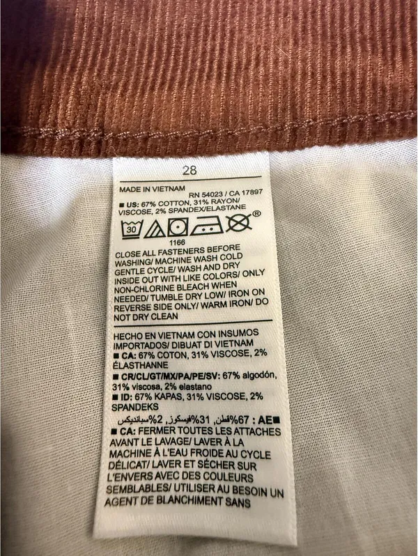 Old Navy High-Waisted Flare Corduroy Pants Women’s Size 28 Rust Brown Stretch - Image 3