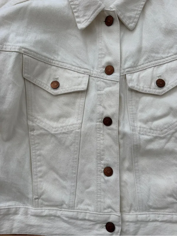 Madewell The Trucker Jean Jacket Size S White Vintage Canvas - Image 6