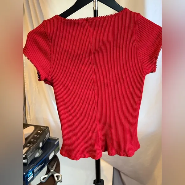 Free People Scarlet Ribbed Knit Top Size Medium Most Wanted Cardi - Image 6