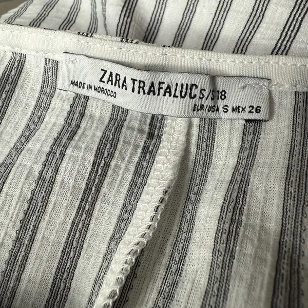 Zara‎ Trafaluc Pinafore Dress S Black White Stripes Apron Cover Up Asymmetrical - Image 9