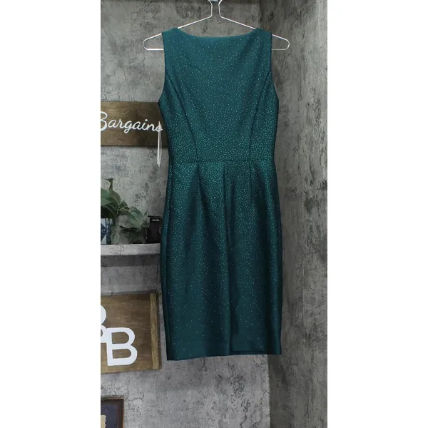 NWT Calvin Klein Boat-Neck Embellished Scuba Sheath Dress Emerald Green 2 - Image 6