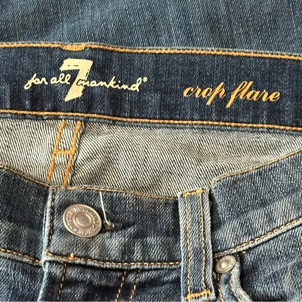 7 For All Mankind Denim Women’s Size 27 Blue Crop Flare Jeans Made in the USA - Image 5